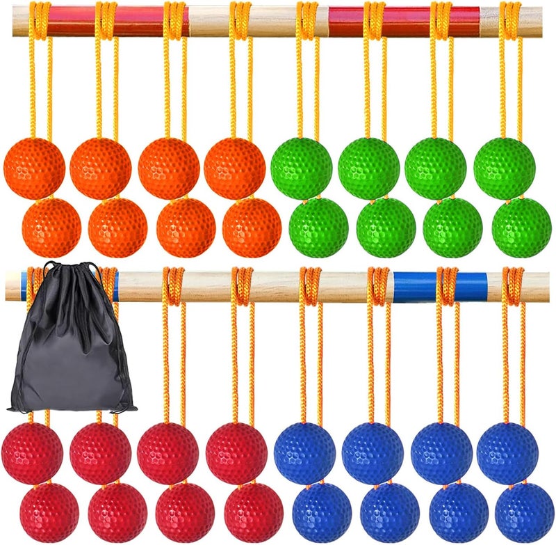 Unixing 16PCS Ladder Ball Set Ladder Toss Balls Replacement Balls with Storage Bag for Toss Match (Red Blue Green Orange) - Image 2
